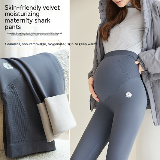 Fleece-lined Belly Support Pregnant Women Leggings pants