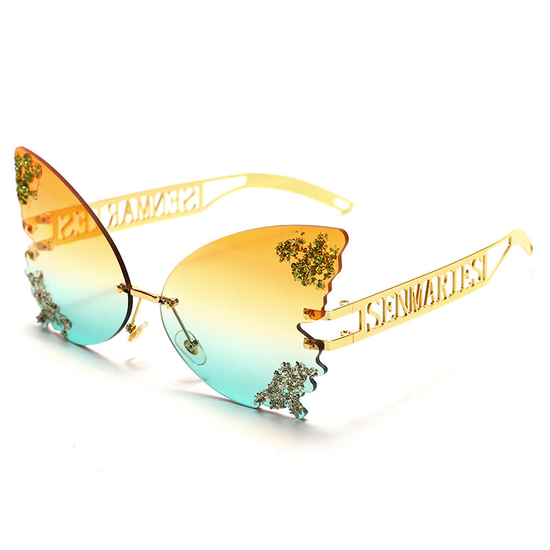 New Big Frame Butterfly Sunglasses Metal Legs Multicolor Glasses