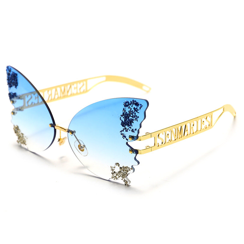 New Big Frame Butterfly Sunglasses Metal Legs Multicolor Glasses