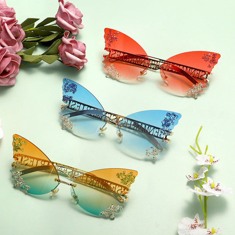 New Big Frame Butterfly Sunglasses Metal Legs Multicolor Glasses