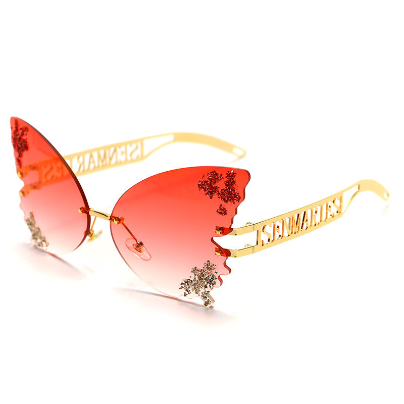 New Big Frame Butterfly Sunglasses Metal Legs Multicolor Glasses