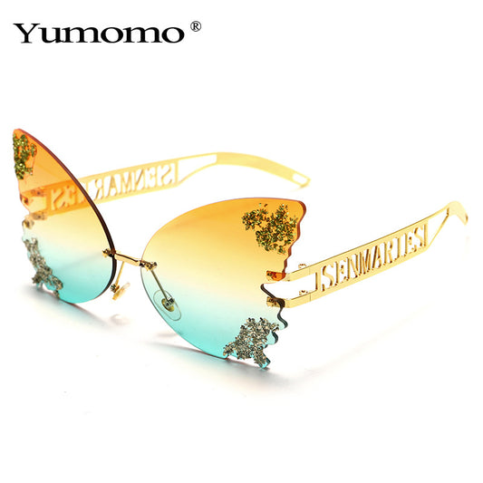 New Big Frame Butterfly Sunglasses Metal Legs Multicolor Glasses