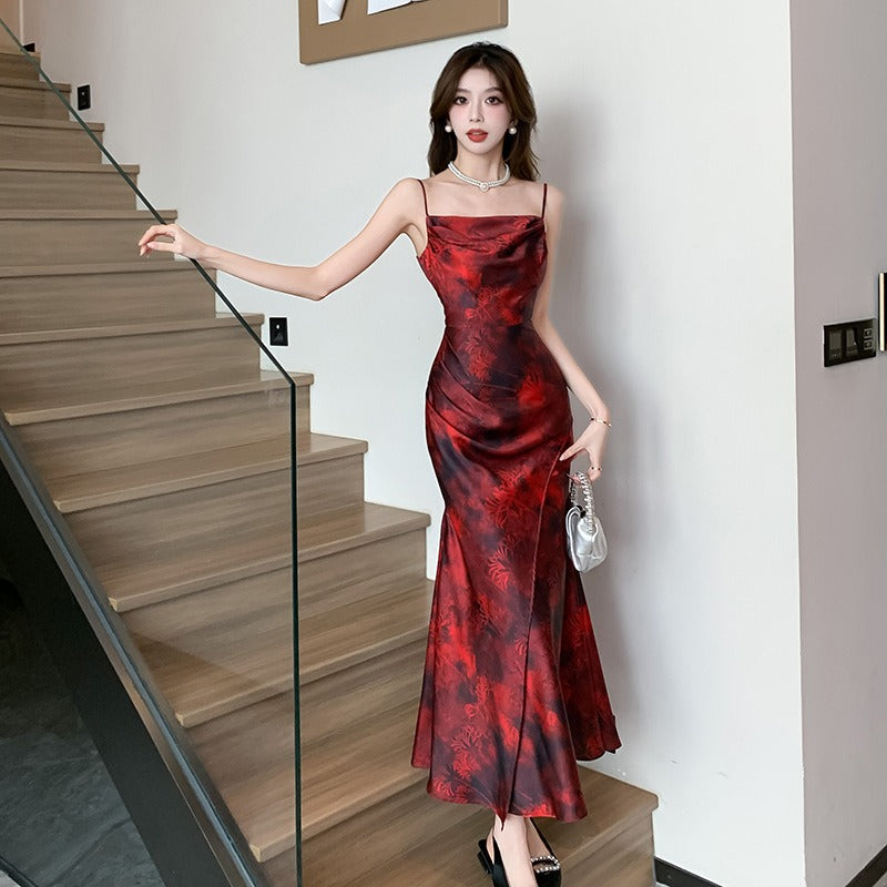 Elegant Sensational Red Sling Dress