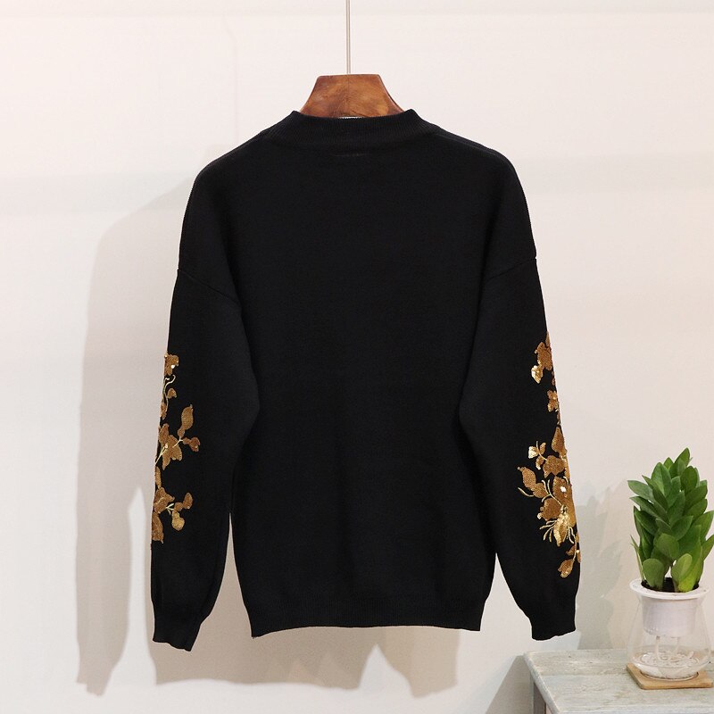 Autumn Women Sequins Sweater Tracksuit