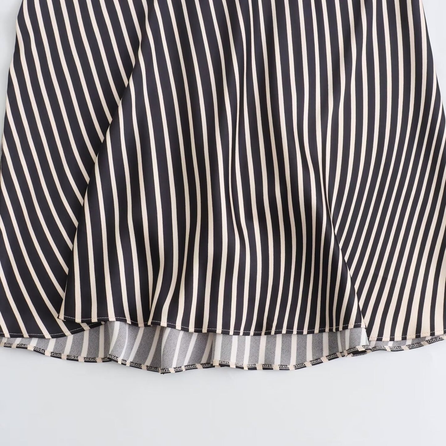 Fashionable and casual silk satin striped dress